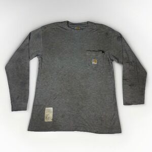 Carhartt FR Flame Resistant Long Sleeve Pocket T Shirt Mens Medium Gray READ
